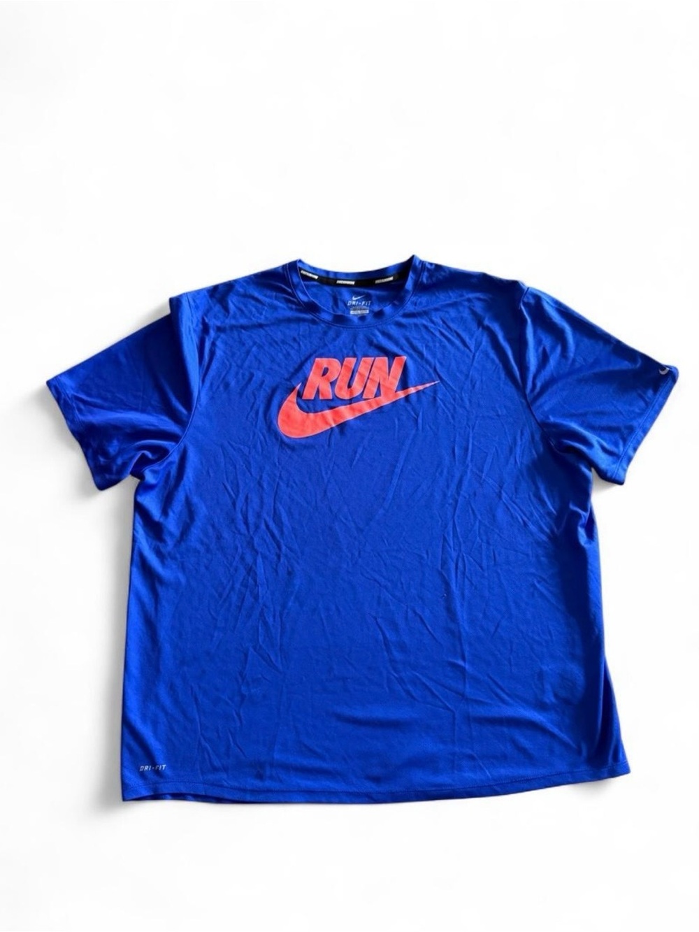 Nike Men’s Royal Blue Short Sleeve Tee with Red RUN Logo